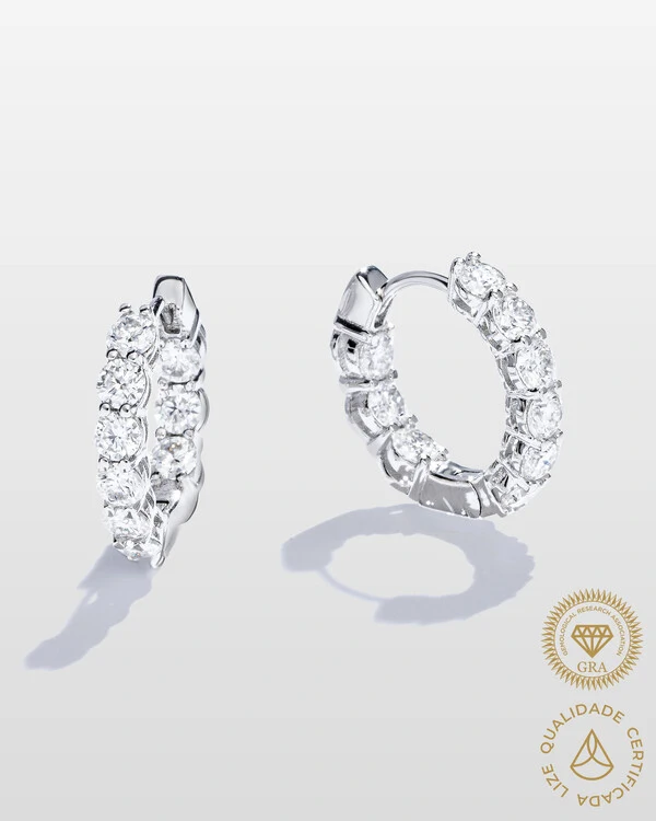 Brinco Argola Ellis- Moissanite - 3.0mm- 0.1ct - Prata 925