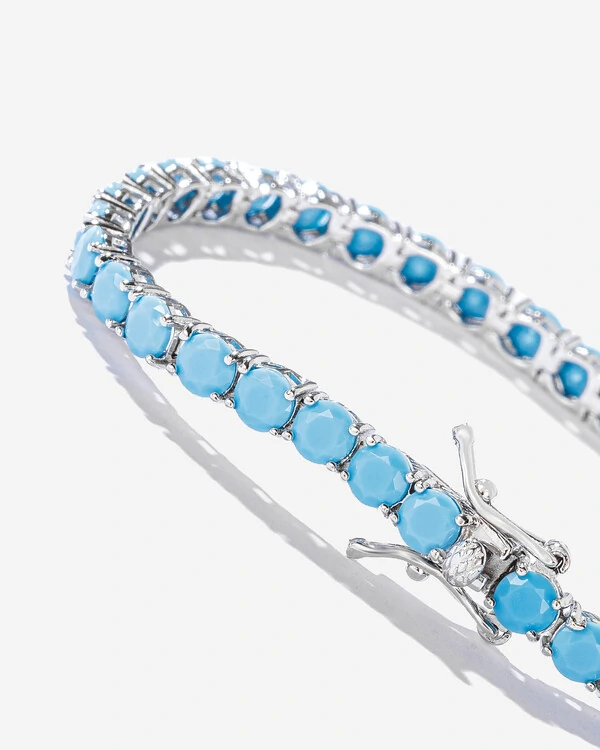 Pulseira Riviera Turquesa - Prata 925- 17,5 cm