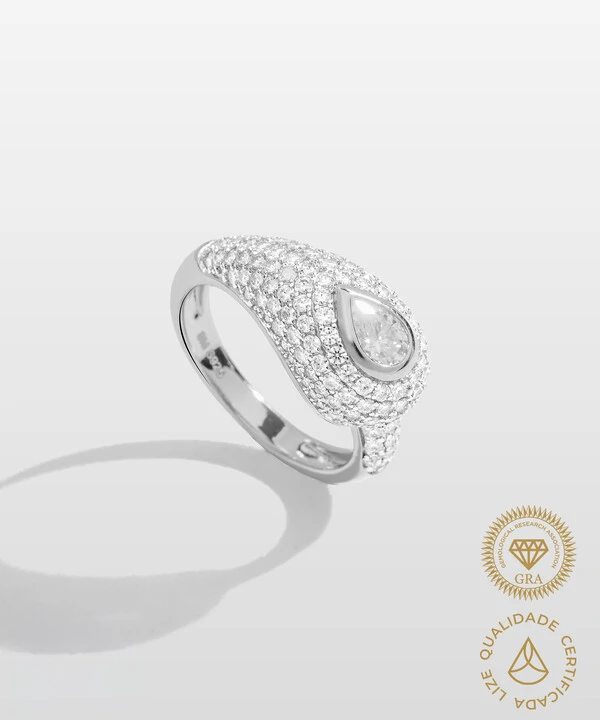 Anel Mindinho Filipa Moissanite 6mm - 1.55ct - Prata 925