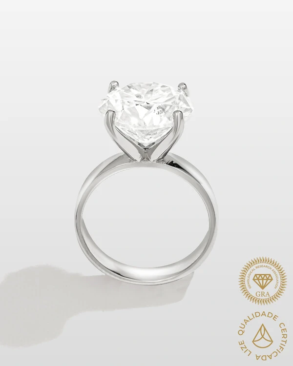 Anel Ivis - Moissanite 12,5mm - 7.0ct - Prata 925