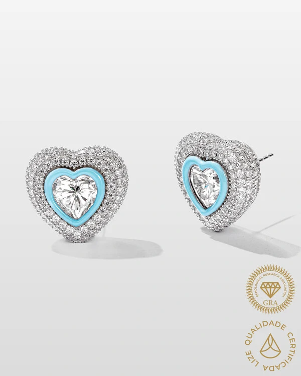 Brinco Coração Julia - Moissanite - 4.0ct- Prata 925