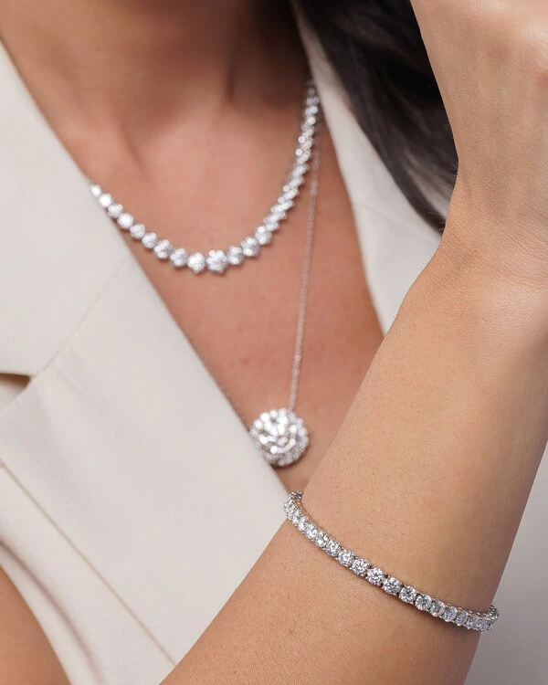 Colar Riviera Moissanite Essenza - 31.1ct - 42 cm -Prata 925