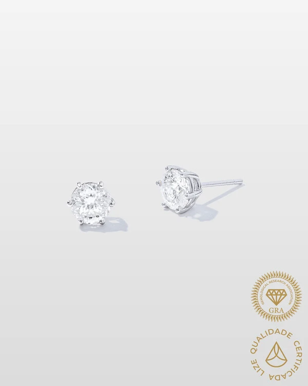Brinco Évora Moissanite - 6,5 mm - 1.0 ct - Prata 925