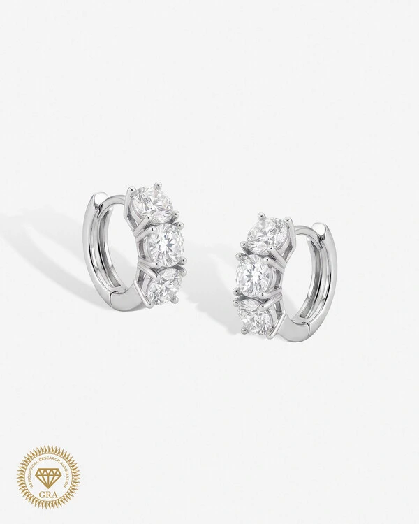 Brinco Argola Emy Moissanite - 0.3ct - 4.0 mm- Prata 925