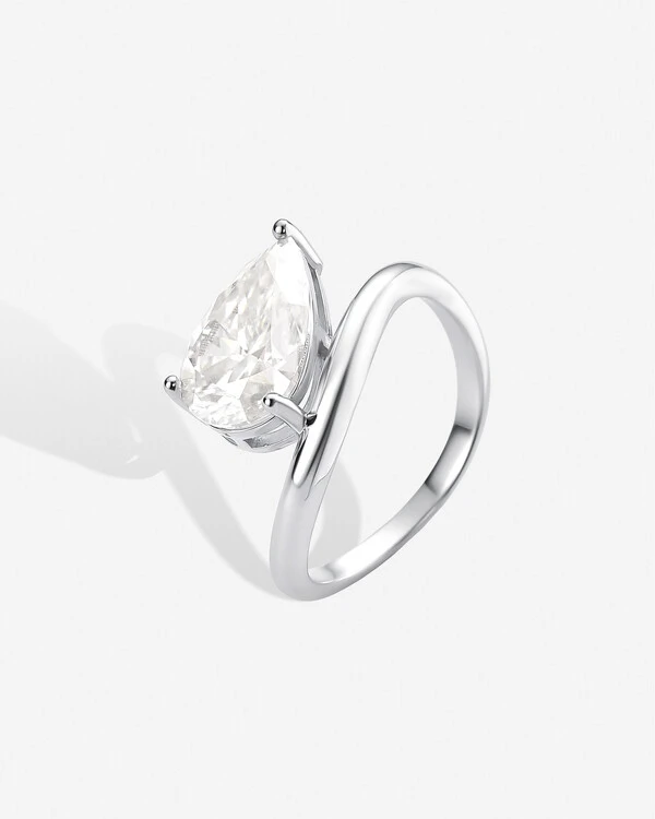 Anel Duplo Brena - Moissanite - 8x12mm - 4.1ct - Prata 925