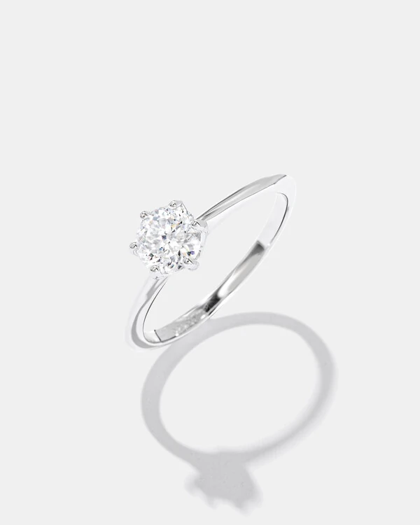 Anel Solitário Évora - Moissanite - 1.0ct - 6,5 mm - Prata 925