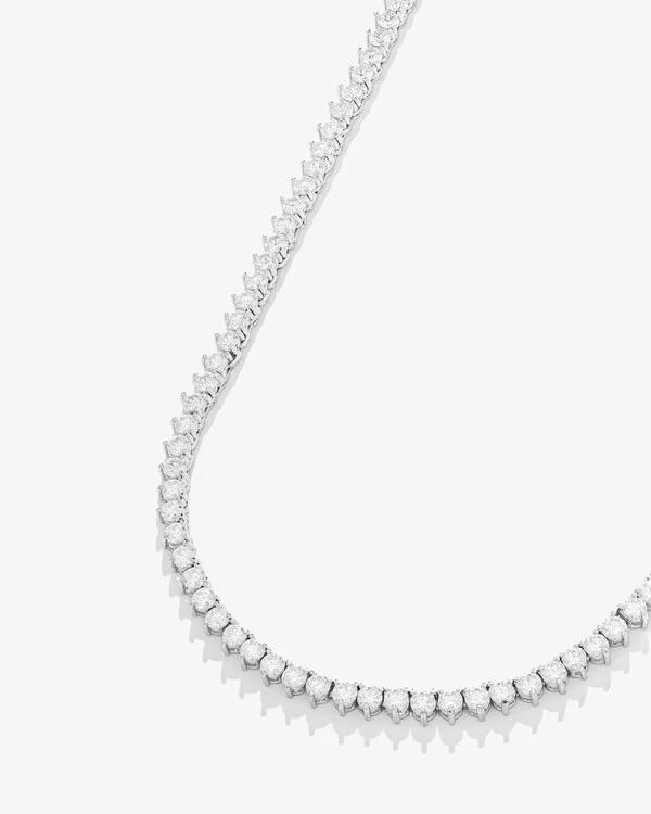 Colar Riviera Cloe- Moissanite - 3mm- 40 cm- 12.4ct - 3 Garras - Prata 950