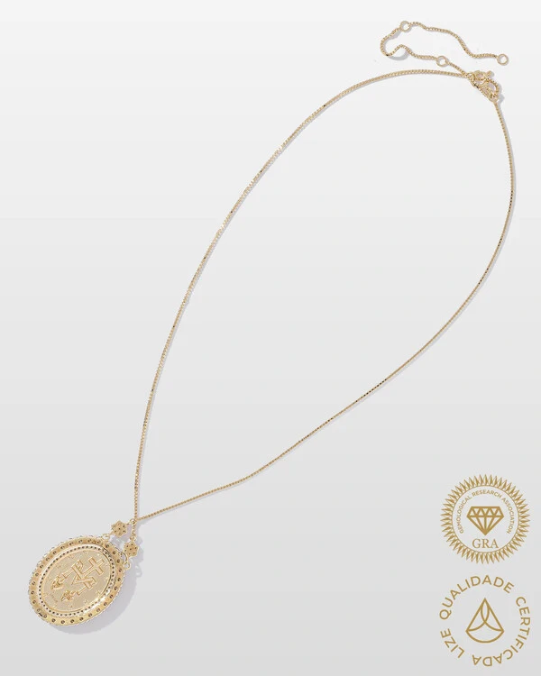 Colar Medalha Nossa Senhora Das Graças Moissanite - 2,5mm - 0.0625 ct - Prata 925
