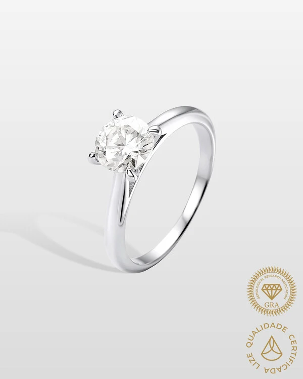 Anel Solitário Moissanite 6,5 mm - Prata 925