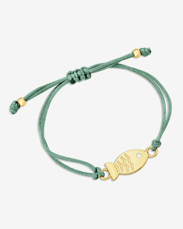 Pulseira Fio de Seda com Pingente de Peixe