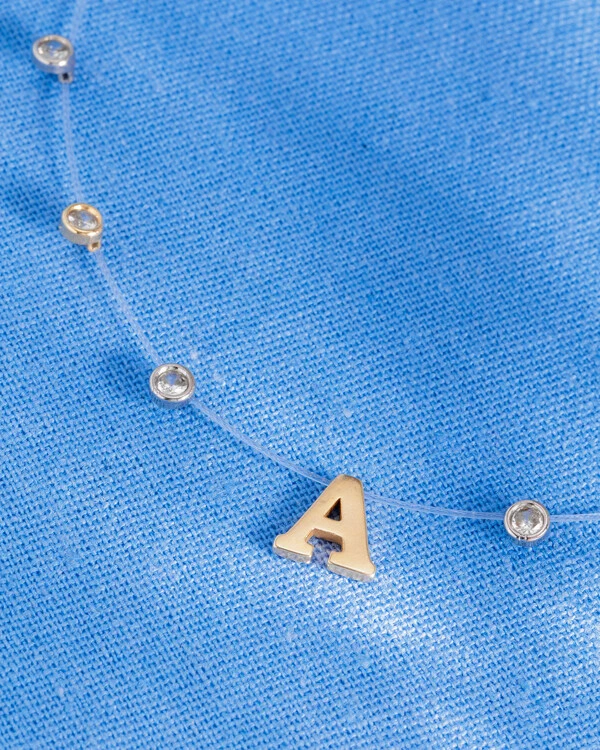 Colar Fio Invisível Inicial Luiza - Personalizado
