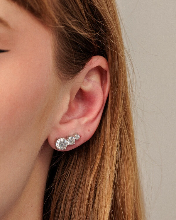 Brinco Ear Cuff Moissanite Helena - 2.5ct - Prata 925