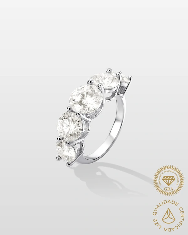 Anel Aparador Moissanite Miah - 2.0ct - Prata 925