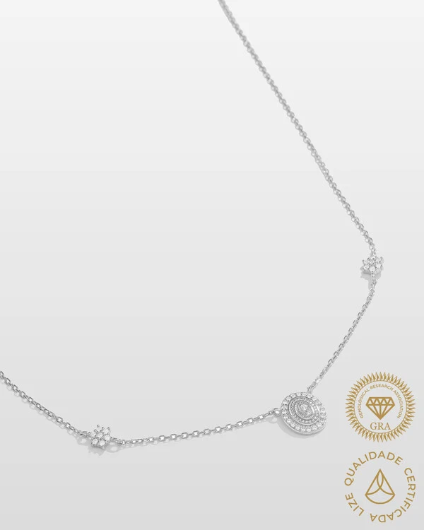 Colar Nossa Senhora das Graças Moissanite 1.2mm- 0.008ct - Prata 925
