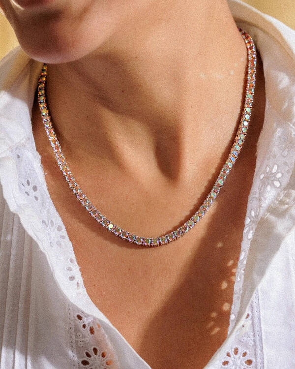 Colar Riviera Holográfica Silver - 5mm - 4 garras - 43cm