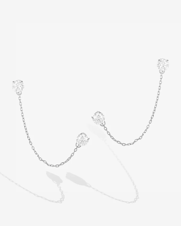 Brinco Ear Line Candy - Moissanite 6 mm- 3.2ct- Prata 925