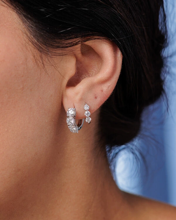 Brinco Argola Nina Moissanite 0.1ct - 3mm - Prata 925