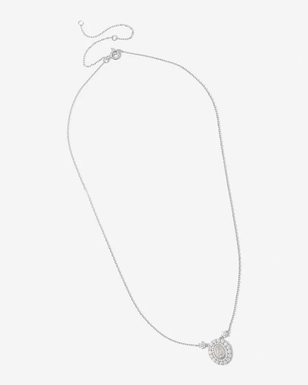 Colar Nossa Senhora das Graças - Moissanite - 0.005ct -Prata 925