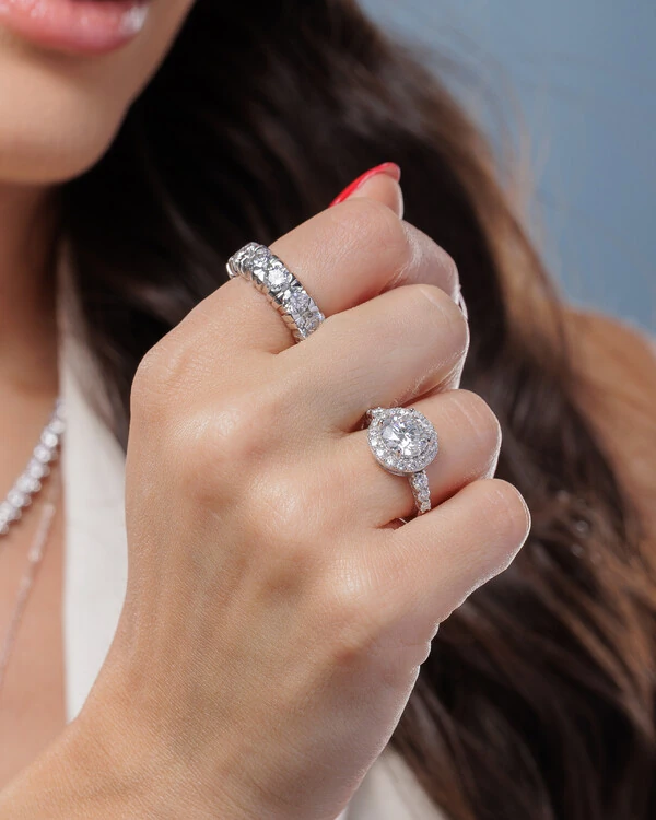 Anel Aparador Yana Moissanite - 5 mm - 3,5ct - 4 garras - Prata 925