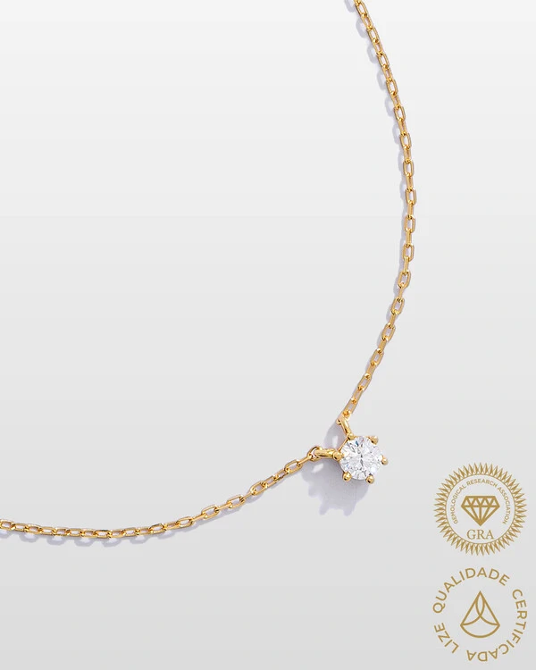 Colar Ponto de Luz Glitz - Moissanite - 3,8 mm - 0,26ct - 6 Garras - Prata 925