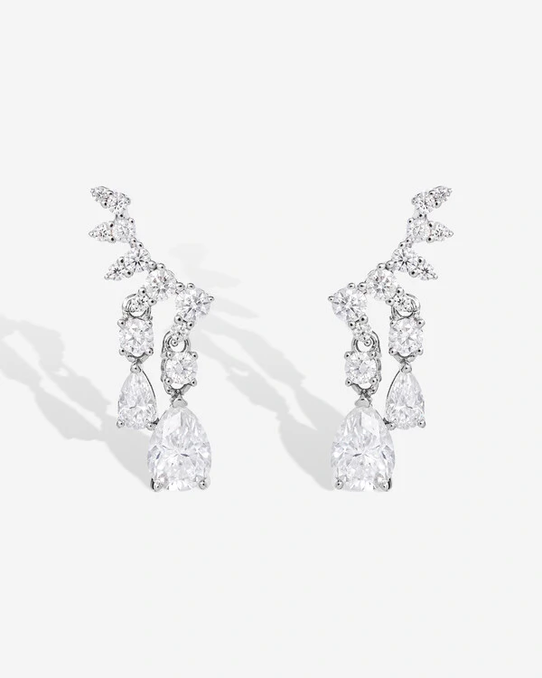 Brinco Ear Cuff Evelin Moissanite - 7mm - 1.6ct - Prata 925