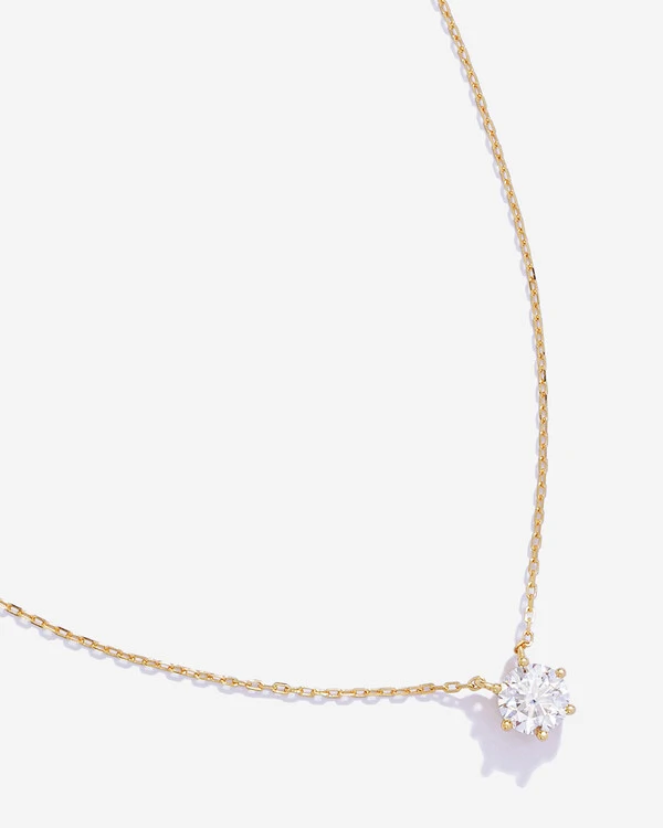 Colar Solitário Glitz Moissanite 6,5 mm - 6 Garras - 1.0CT - Prata 925- Banho ouro 18k