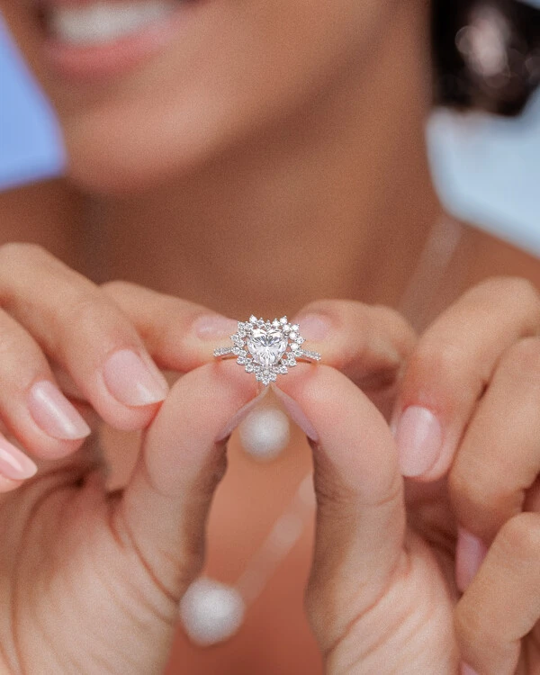 Anel Coração Amandine - Moissanite - 8mm - 2.54ct - Prata 925