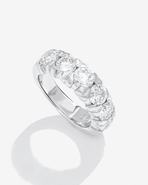 Anel Aparador Yana Moissanite - 5 mm - 3,5ct - 4 garras - Prata 925