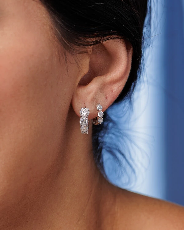 Brinco Argola Nina Moissanite 0.1ct - 3mm - Prata 925