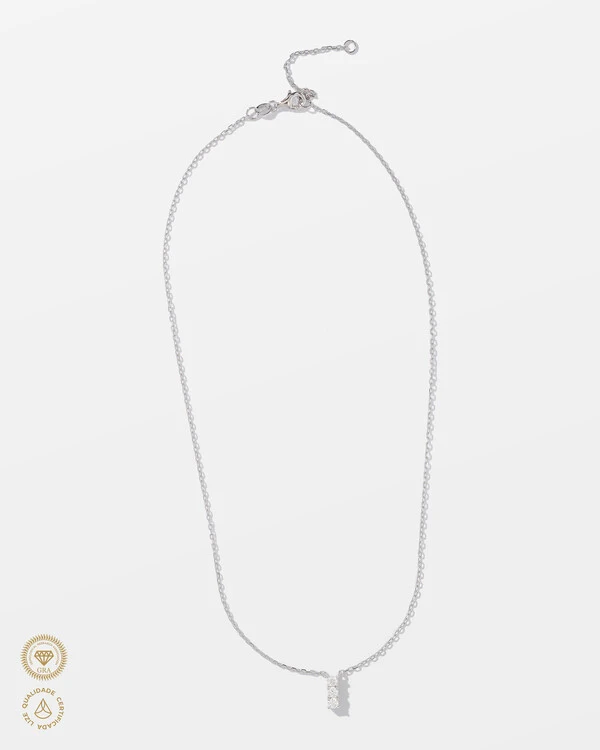 Colar Vitta Moissanite 3mm x 3 - 0.3ct - Prata 925