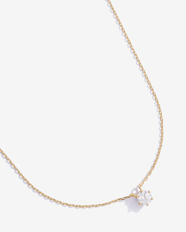 Colar Solitário Glitz - Moissanite - 5,25mm - 0.54ct - Prata 925 - Banho Ouro18k