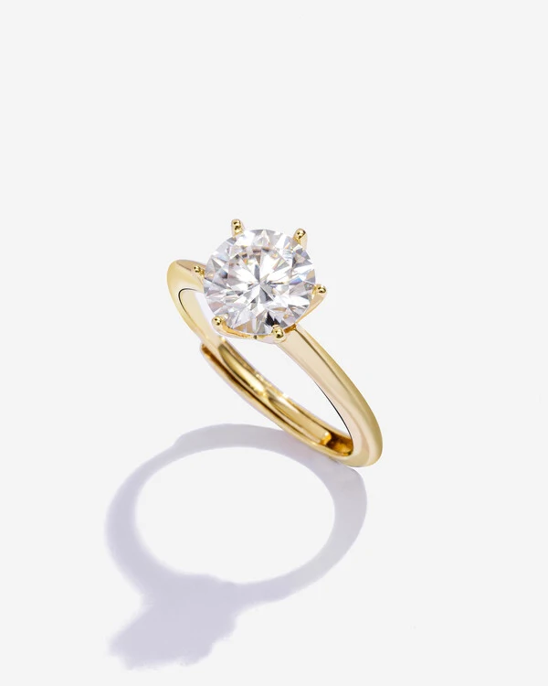 Anel Solitário Thaís - Moissanite 8 mm - 6 garras - ct - Prata 925