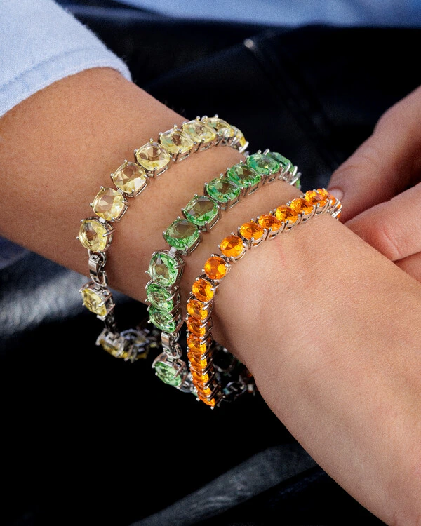 Pulseira Riviera Colors Silver - 6mm - 4 garras - 16cm
