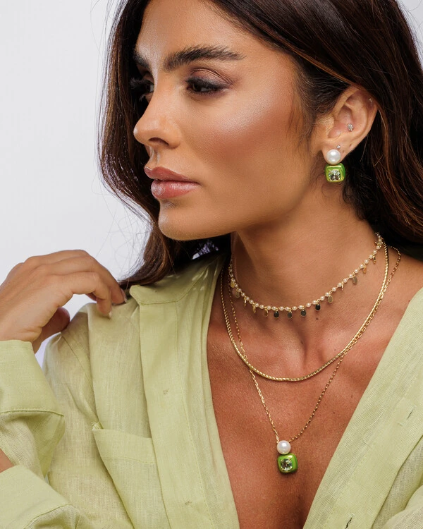 Brinco Ear Jacket Lime Pearl