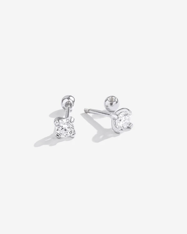 Brinco Solitário Judy M - Moissanite 3,5 mm - 0.4ct - Prata 925