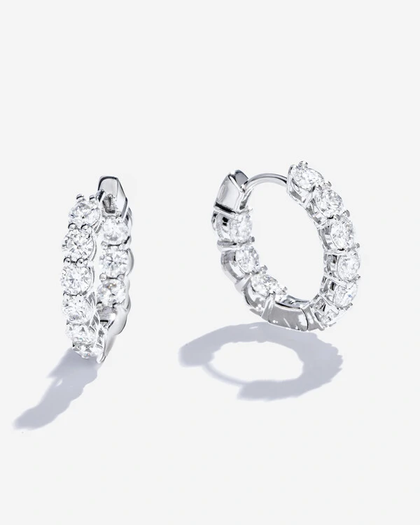 Brinco Argola Ellis- Moissanite - 3.0mm- 0.1ct - Prata 925