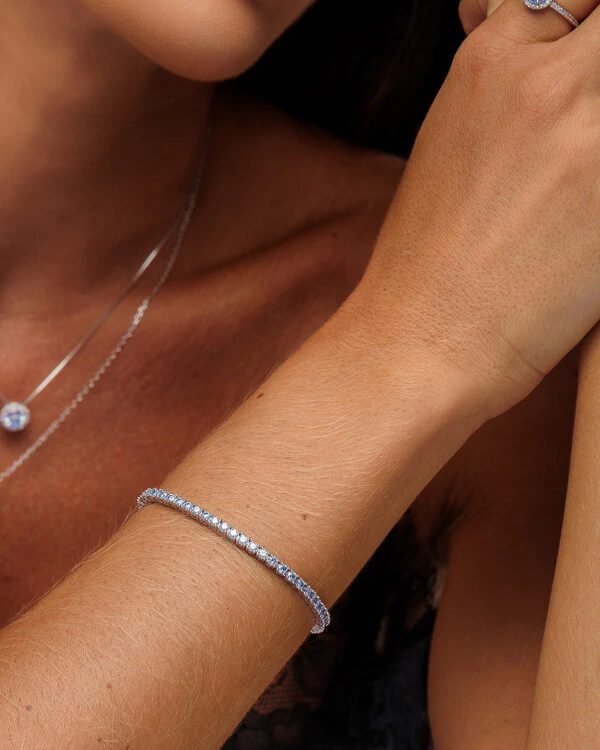 Pulseira Riviera Mavi 16 cm - Moissanite 0.6ct - 2,5 mm - Prata 925