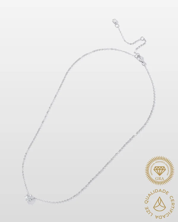 Colar Évora Moissanite - 6,5 mm - 1 ct - 6 Garras - Prata 925