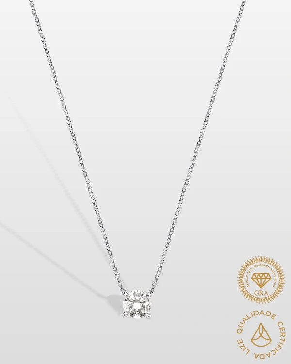 Colar Ponto de luz Moissanite 6,5 mm - Prata 925
