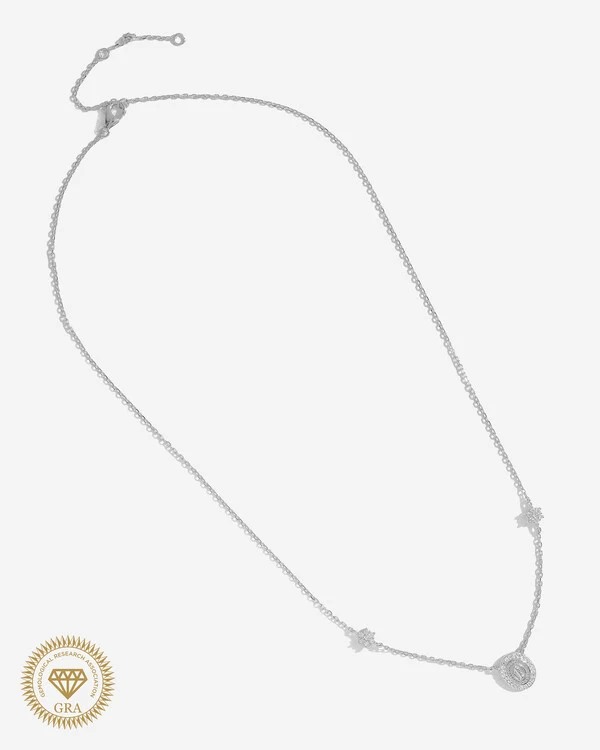 Colar Nossa Senhora das Graças Moissanite 1.2mm- 0.008ct - Prata 925