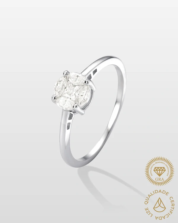 Anel Solitário Noite e Luz Moissanite - 3.3 mm - 0,2 ct Prata 925