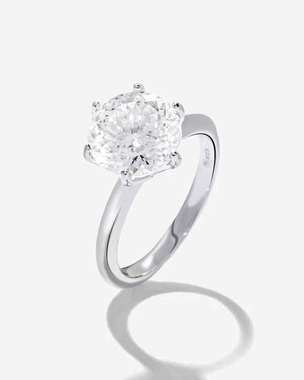Anel Solitário Évora Moissanite - 9,5 mm - 3.5 ct - Prata 925