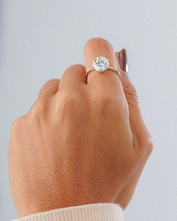 Anel Solitário Moissanite 10mm -4.0 ct - Prata 925