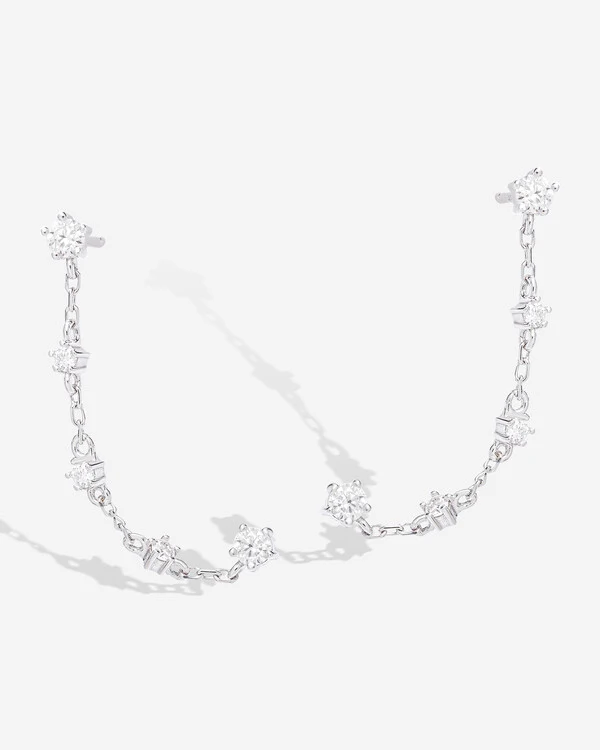 Brinco Ear Line Mady - Moissanite 3 mm- 0.18ct- Prata 925