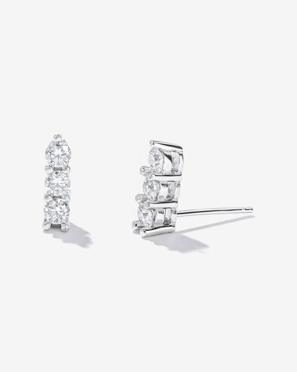 Brinco Ear Cuff Eternity - Moissanite 3 mm - 0.6ct- Prata 925