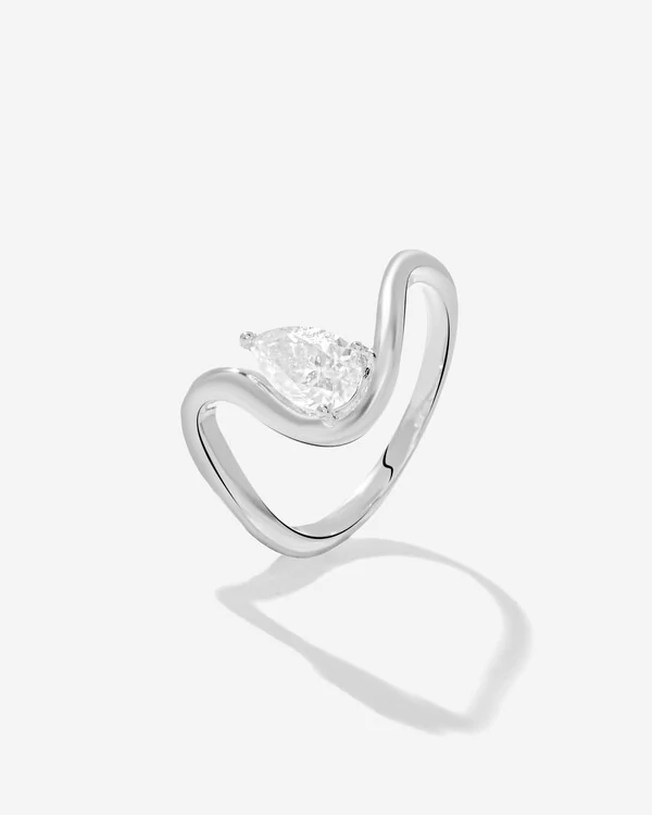 Anel Orgânico Moissanite Gota - 5,8 mm- 1.0ct - Prata 925