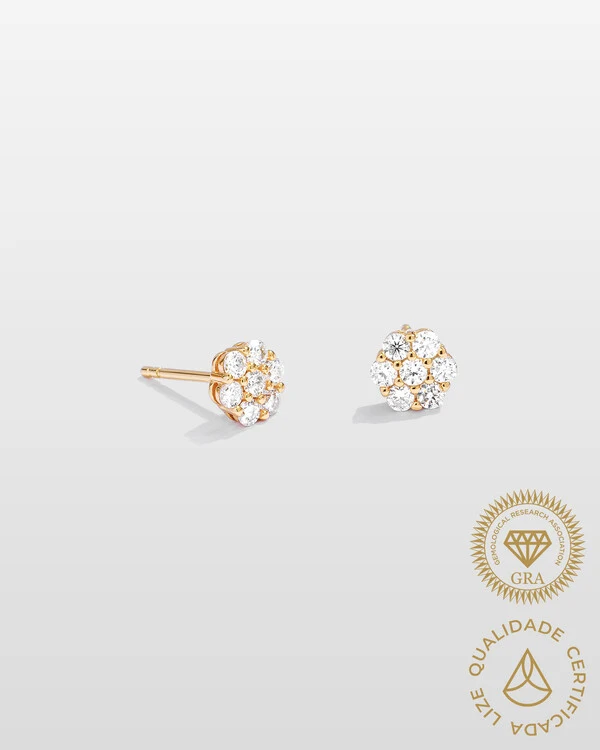 Brinco Bouquet - Moissanite 2 mm - 0.03ct - Prata 925