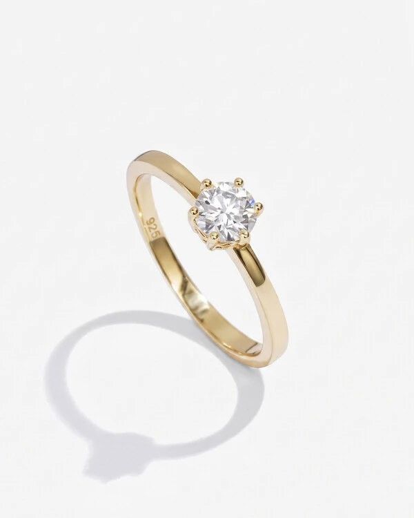Anel Solitário Emily - Moissanite 5,25 mm -6 garras - 0.54ct - Prata 925