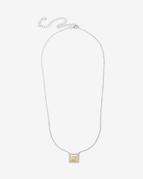 Colar Duo Composê- Quadrado - Prata 925