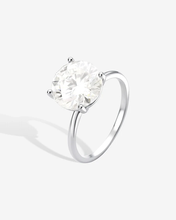 Anel Solitário Moissanite 10 mm - Prata 925